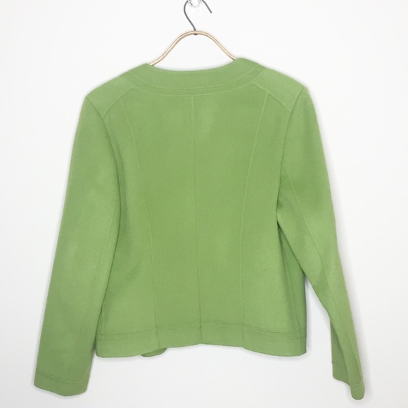 Ellen Tracy || Green Crop Wool Jacket.  Size 14 - Picture 4 of 6